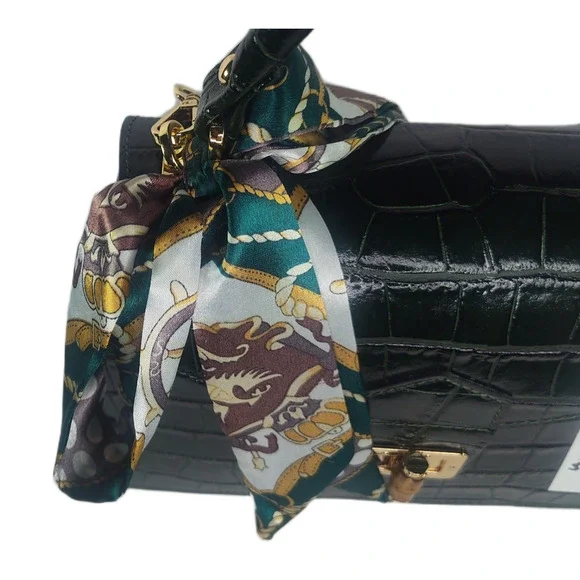 Charlie Leather Teresa Emerald Green Croc Print Small Handbag/Crossbody Bag-NWT - Picture 9 of 13